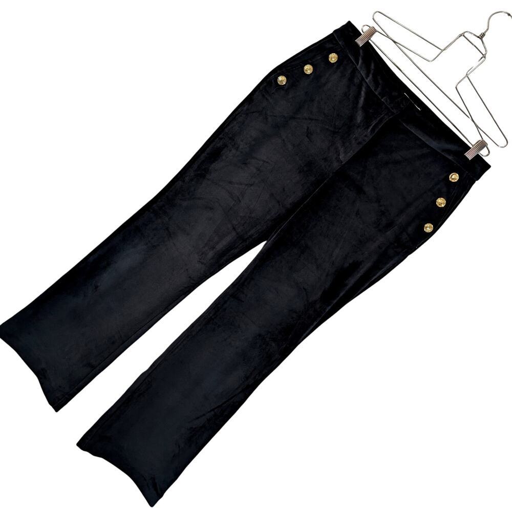 NWOT! MAISON D' AMELIE! LUXE BLACK VELOUR DOUBLE GOLD BUTTON ROWS SLACKS! SZ 14